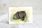 Card with a wombat illustration on a white background