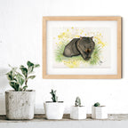 Wombat watercolour art print inspired by Australian wildlife