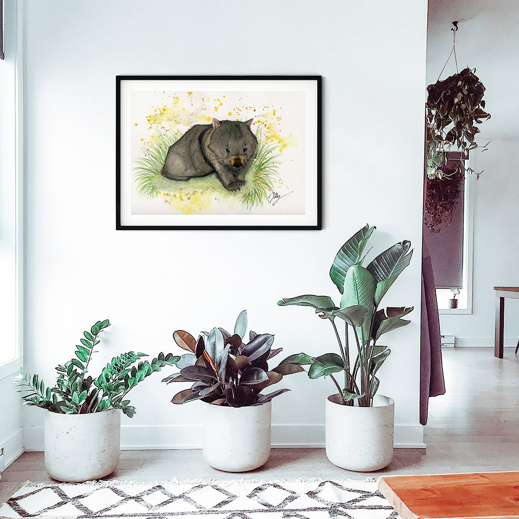 Wombat watercolour art print inspired by Australian wildlife